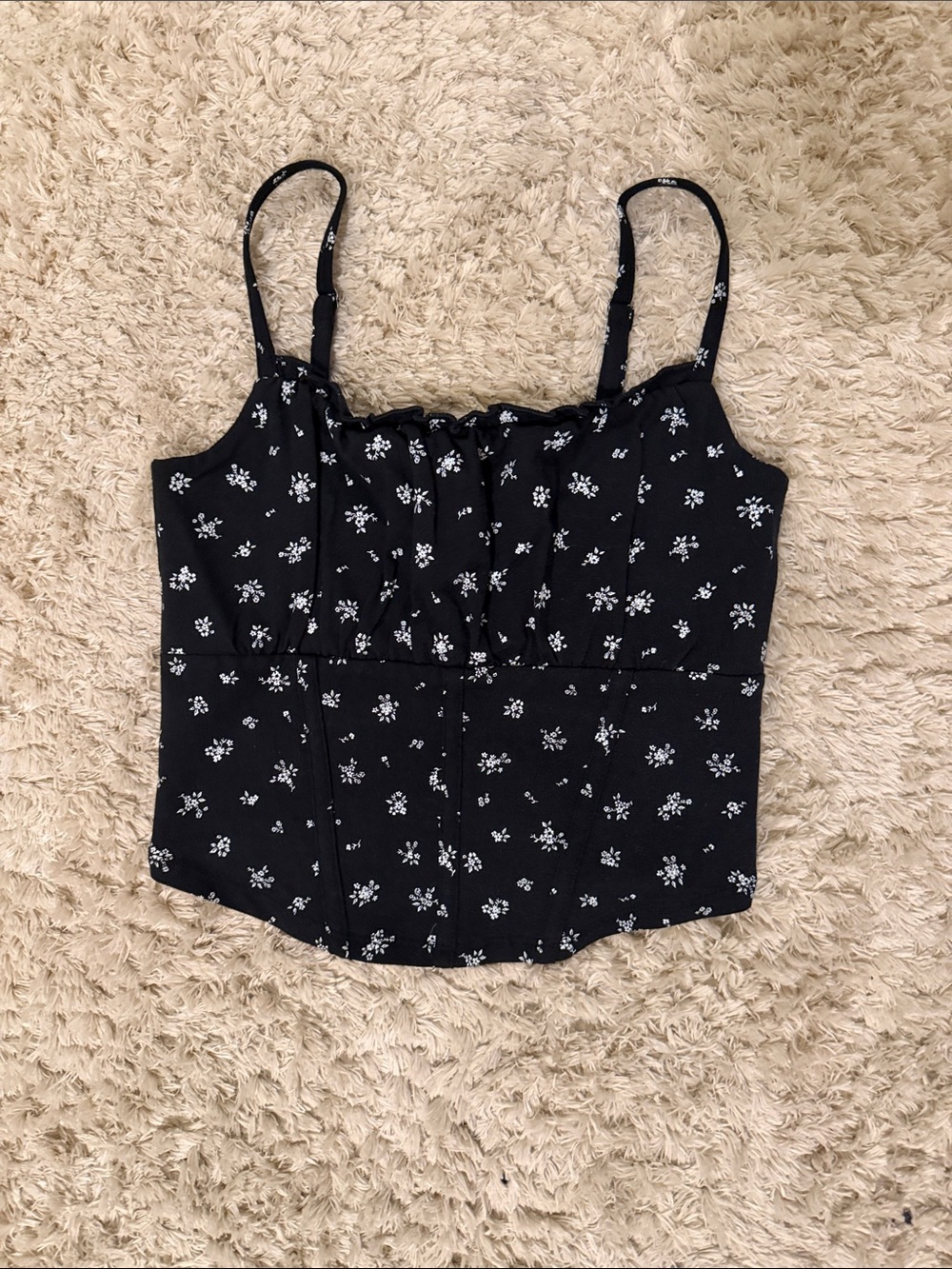 Hollister Black Floral Bustier Cami